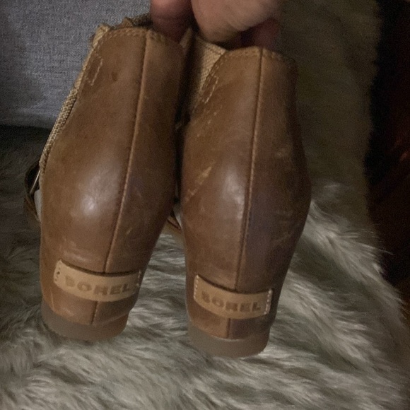 Sorel Joanie Sandals Womens 8.5 Tan Leather Lace Up Gladiator Peep Toe RARE!!! - Picture 3 of 9